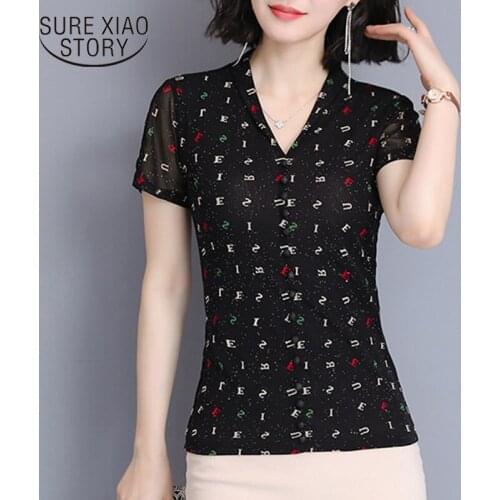 Summer Blouses 2020 Fashion Plus Size Short Sleeve Ladies Tops Print Blouse Women Camisas Mujer Womens Tops and Blouses 4332 50