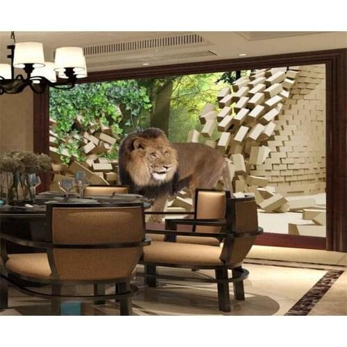 Beibehang Large custom wallpaper 3d background wall lion TV sofa background wall home decoration