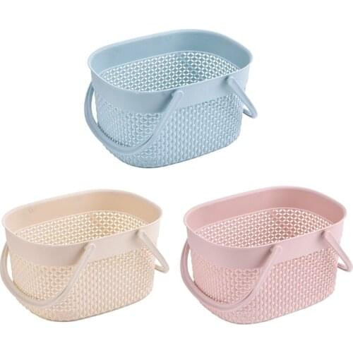 Household Portable Bath Basket with Handles Bathroom Toiletries Storage Hollow