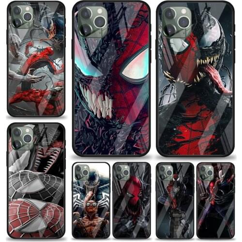 Spiderman And Venom Tempered Glass Cover For Apple IPhone 12 Mini 11 Pro XS MAX XR X 8 7 6S 6 Plus Phone Case Coque