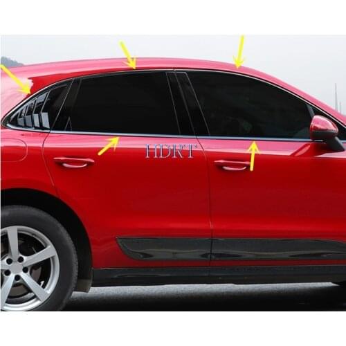Black stainless steel Car Side Window Door Louver Scoop Frame Sill Molding Trim Cover For Porsche macan 2014-2021
