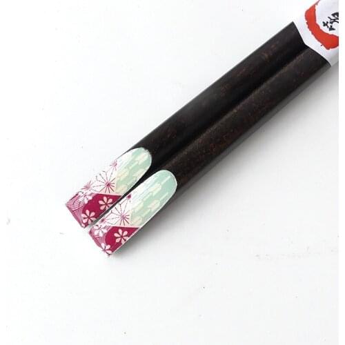 5Pair/Set Cute Japanese style Heat transfer Nail wood chopsticks Creative gift wooden Reusable Tableware Dinning Home chopsticks
