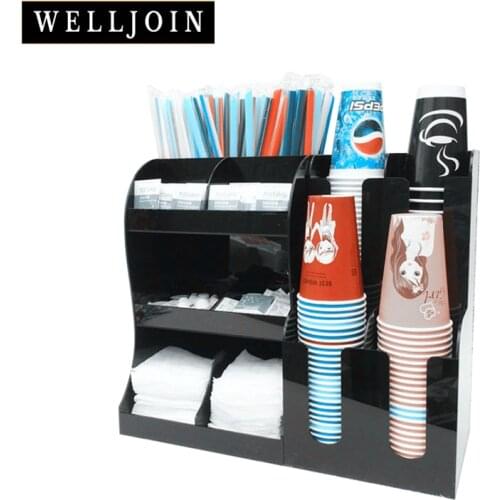 Cup & Lid Dispenser Organizer Acrylic Cup Holder Bar Storage Box Paper Cup Plastic Shelf Coffee Tea Cup Rack Cocktail Box