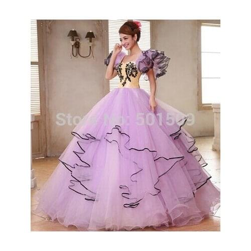 Full ruffles light purple embroidery long medieval dress Renaissance Gown princess costume Victorian/Marie Antoinette
