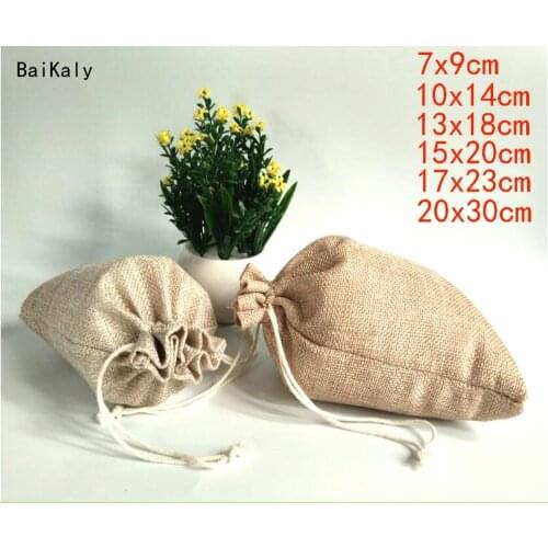 10pcs Burlap Hessian Jute Gift Candy Packaging Bags Wedding Party Favor Bags Birthday Supplies Drawstring Jute Gift Bag Pouch