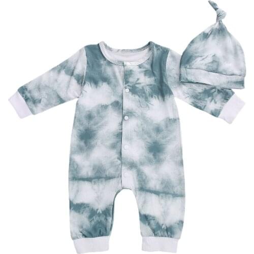 0-12M Newborn Kid Baby Boy Girl Clothes Long Sleeve Cotton Romper Tie Dye Gradient Jumpsuit Autumn Winter New born Outfit