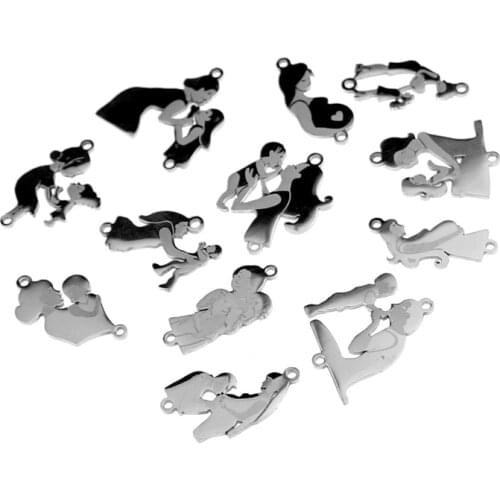 5pcs/lot Stainless Steel Mothers Day Charm Connector for Diy Jewelry Making Earring Bracelet Necklace Carving Pendants GIFT