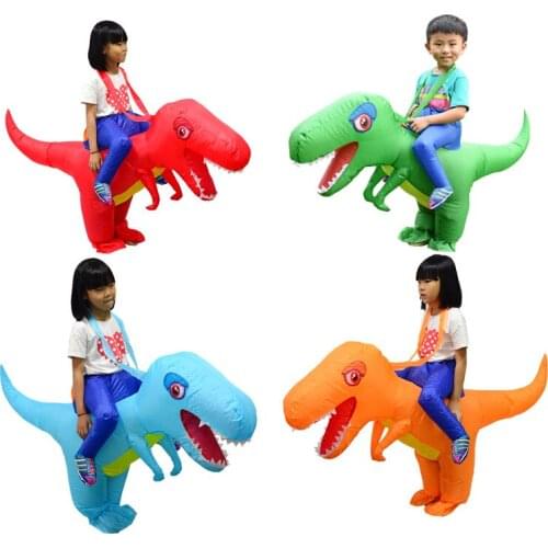 Ride Costume 2 Size Inflatable Dinosaur T-Rex Fancy Dress Adult Kids Halloween Dragon Party Outfit Animal Themed Cosplay