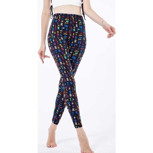 CUHAKCI High Waist Fitness Legging Elastic Waist Ankle Slim Leggins Letter Print Skinny Pants Gym Sports Pants