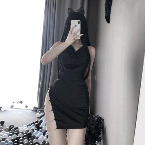 Fashion Sexy Lace Satin Lingerie Smooth Silk-like Sleeping Night Dress Temptation Underwear Sling Embroidery V-Neck For Women