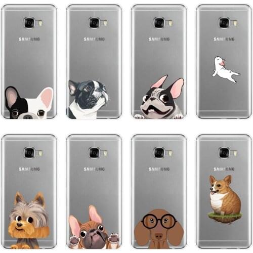 TPU Pug Dog French Bulldog Corgi Puppy Back Cover For Samsung Galaxy C5 C7 C8 Soft Phone Case Silicone For Samsung C5 C7 C9 Pro