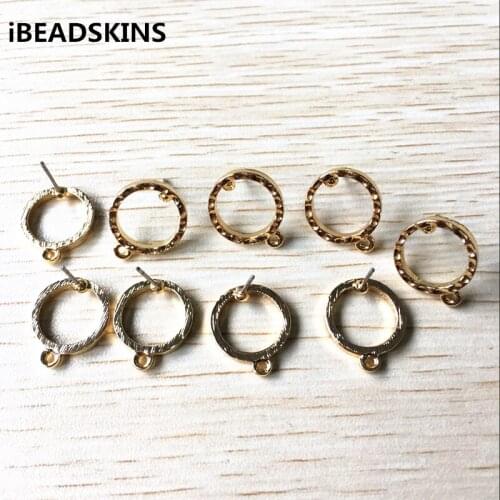 New arrival! 19x10mm 100pcs/lot gold color circular hollow out Zinc alloy earrings base accessories for Earrings DIY ( As shown)