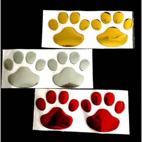 Wholesale 4 Colors 50 Pair Funny 3D car sticker dog paw decal sticker 3D Panda paw sticker PVC chromed emblem badge Car Sticker