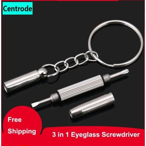 3 in 1 Eyeglass Screwdriver Keychain Screwdriver Eyeglass Sunglasses Watch Multifunctional Portable Repair Kit Tool