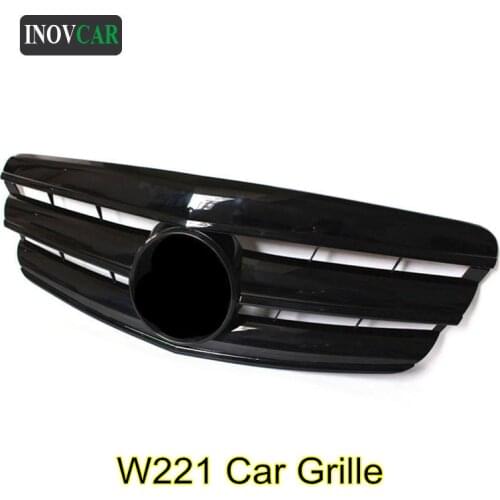 For BENZ S Class W221 2005-2009 Front Hood Sport Glossy/ Matte Black Chrome Grill Grilles Car Grille Parts Front Upper Grille