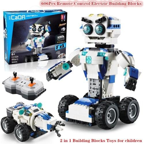 606Pcs Remote Control Robot 2 IN 1 Transform Building Blocks Legoingly Technic RC Robots Car Mode Bricks Toys for Children gift
