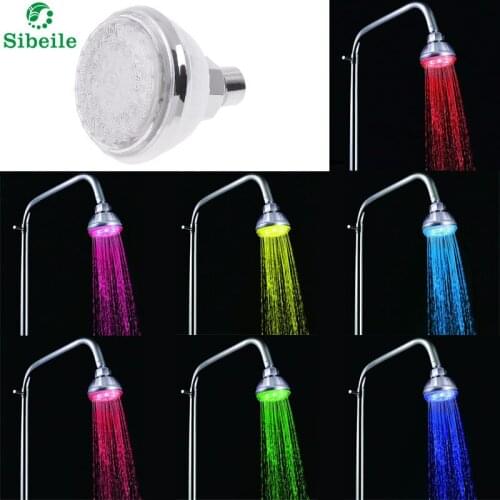 SBLE Adjustable 7 Colors Led Bathroom Shower Head Saving Water Round Single Showerhead Bath Sprinkler Round Single