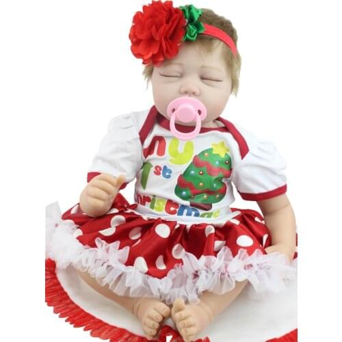 55CM Silicone Baby Doll Reborn Baby Dolls Pirncess Kid Accompany Toys Playmates Christmas Doll Birthday Gift Sleeping Dolls