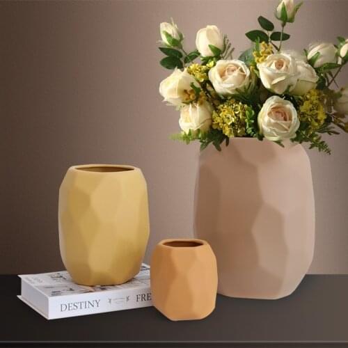 Nordic Morandi Ceramic Vases For Decoration Home Creative Models Living Room Dried Flower Arrangement Geometric Art Decor Crafts