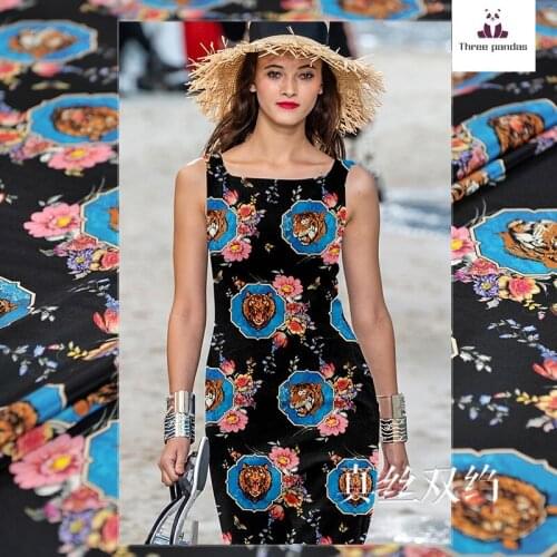 Printed natural silk fabric 138 cm width 16 mm mulberry silk double crepe fabric draped shirt dress fabric wholesale silk cloth