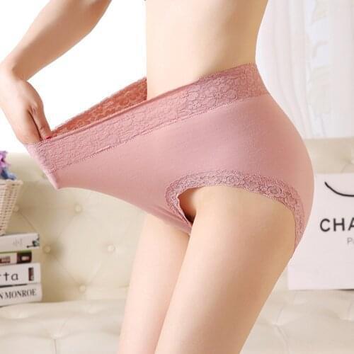 3pcs/lot panties womens pure cotton underwear ladies lace lace sexy hip abdomen hip lift underpants high waist [40-95 kg]