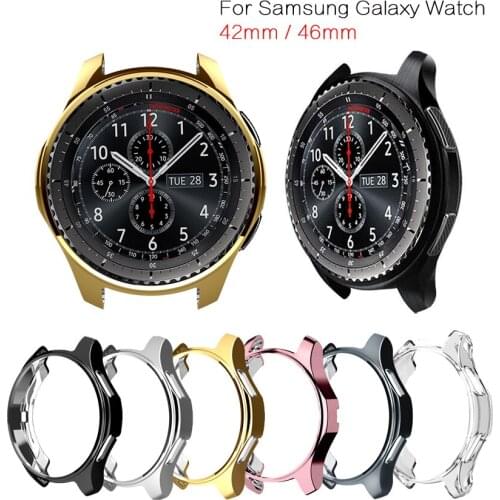 Protective Case for Samsung Galaxy Watch 42mm/46mm Soft TPU Plated Watch Cover Frame Skin Protector for Samsung Gear S3 Frontier