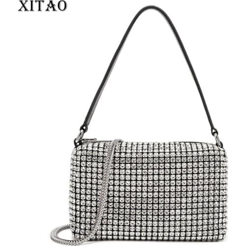 XITAO Full of Diamonds Shoulder Bag Fashion New Women 2021 Summer Goddess Fan Casual Style Loose Patchwork Bags LDD2113