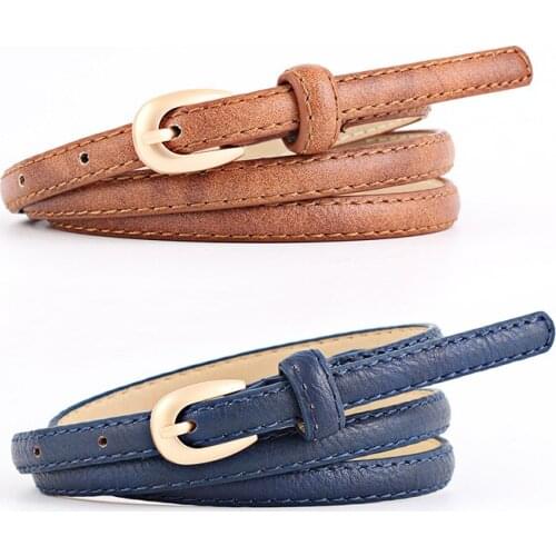 Sweetness Women Faux Leather Belts Candy Color Thin Skinny Waistband Adjustable Belt SE55