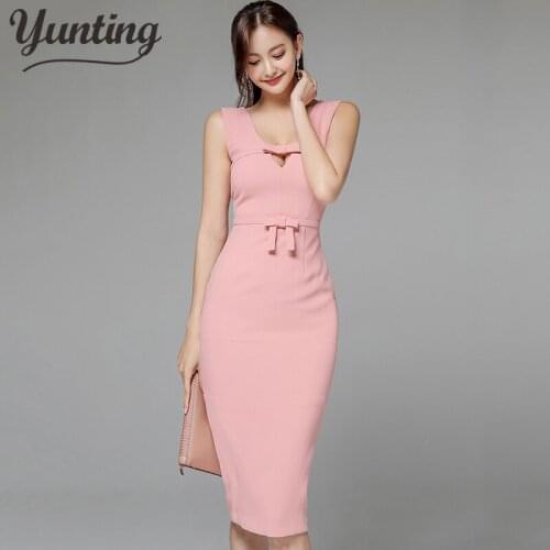 Fashion Slim V-neck Pencil Dress Women 2020 Summer Casual Party Dresses Special Occasion Bodycon Vestidos