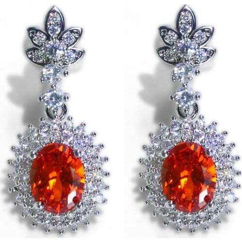 ZHOUYANG Light Luxury Womens Earrings Red Zircon Temperament Elegant Flower Jewelry 2021 Trend Earing Wedding Jewellry KAE367