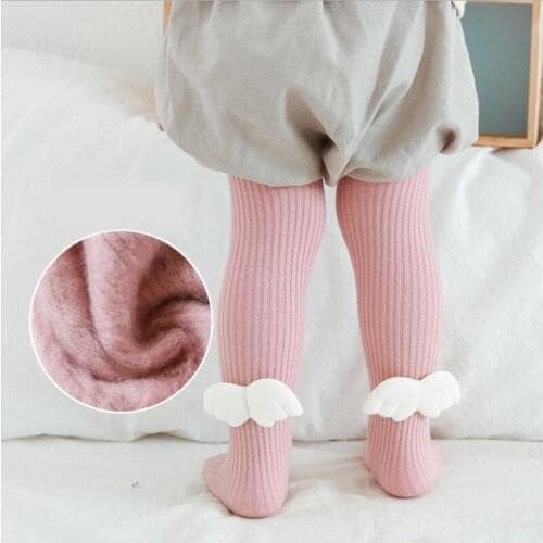 Toddler Girl Winter Knit Pantyhose Kids Child Thermal Thick Warm Velvet Pants Newborn Infant Wing Ribbed Tights Baby Accessories