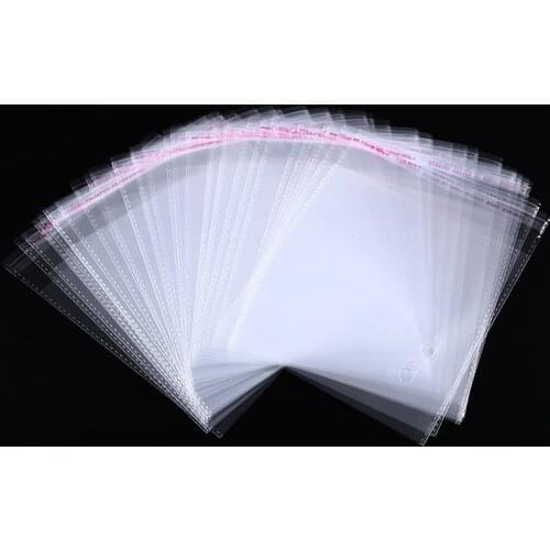 100pcs 15-20CM Width Clear Self-adhesive Cello Cellophane Bag Self Sealing Plastic Bags For Clothing Packing Resealable Bag 66