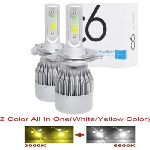 2PCS Dual Color Auto LED H3 HB4 H27 881 Headlight Fog lamp H7 H4 H1 H11 H16 Car Headlamp Bulb 3000k 8000k 6000k In One lights