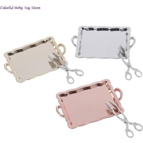 2Pcs/lot 1:12 Doll House Miniature Accessories Mini Tray Bread Clip Kitchen Toys