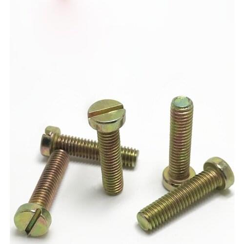 20pcs M4 carbon steel color zinc slotted head screw high quality bolt High brightness screws bolts 16mm-30mm length