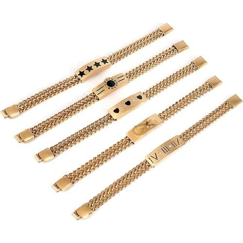 2021 Newest Design Heavy Weave Chain Men Nice Bracelets Stainless Sliver And Gold Color Watchband Bracelets Luxury Brand Jewelry
