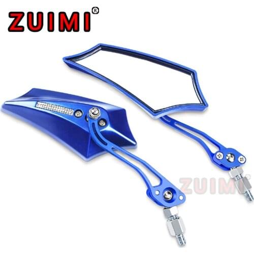 Abs Universal 8mm 10mm Motorcycle Rear View Handlebar Rotatable Blue Side Mirror Accessory Square Mirror Easy To Install