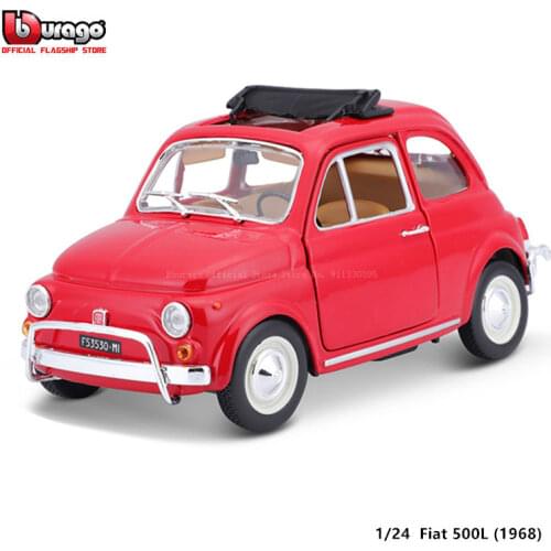 Bburago 1:24 Scale 1968 Fiat 500L alloy racing car Alloy Luxury Vehicle Diecast Cars Model Toy Collection Gift