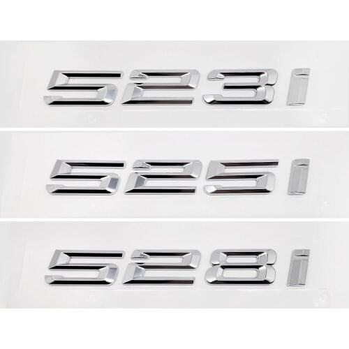For BMW 5 Series Rear Emblem for BMW 523i 525i 528i GT E53 E85 F25 I8 E49 E60 E90 3D Sticker Auto Trunk Lid Decal Silver Badge