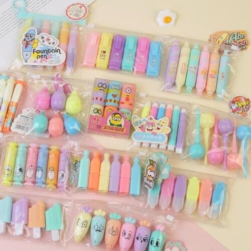 Ellen Brook 1 PCS Cute Lovely Cartoon Paint Marker Pen School Office Stationery Supply Capsule Vitamin Kawaii Mini Highlighter