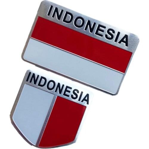 Indonesia Flag Badge Thin Aluminium Label Emblem Chrome Car Styling Sticker Shield Decal National Flag Symbol
