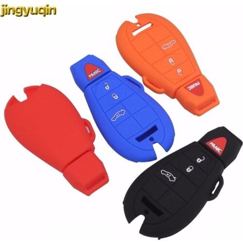 Jingyuqin 4 BTNS Remote Silicone Key Case Cover for Dodge JCUV Ddart Jeep Grand Cherokee Compass Longitude Patriot Chrysler