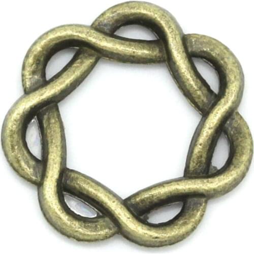 Zinc metal alloy Closed Soldered Jump Rings Flower Antique Bronze 15mm( 5/8") x 15mm( 5/8"), 15 PCs