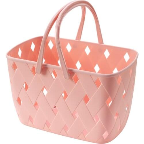 With Handle Box Organizer For Bathroom Pantry Kitchen Fashion Shower Caddy Tote PP 29.4×18.5×17.3cm Laundry Room Hollow Basket