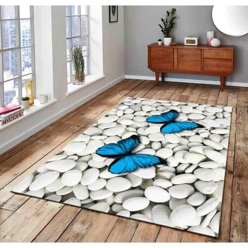 Stones and Butterflies Patterned Carpet ,Non Slip Floor Carpet,Teens Carpet,Turkish Rug