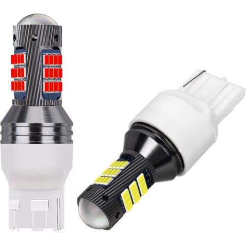 2PCS New T20 7440 W21W WY21W Super Bright LED Car Tail Brake Bulb Turn Signals Auto Rear Fog Lamp DRL Light Red White Yellow