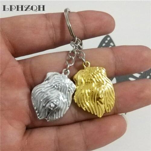 LPHZQH Fashion Bouvier Des Flandres Dog Car Key Chain Women Handbag Pendant Accessories Charm Trendy Key Ring Jewelery Steampunk