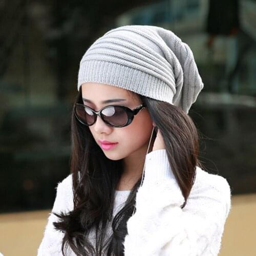 Mixed Color Fashion Cotton Striped Hip Hop Winter Warm Hat Scarf Beanies Knit Loose Hat Headdress For Unisex Men And Women Hat