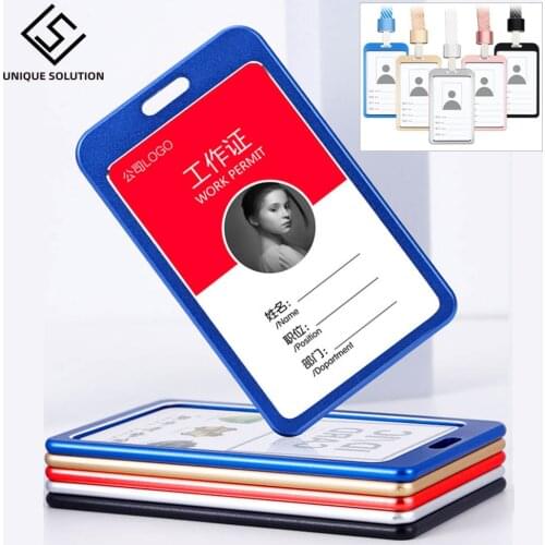 Fashion Card Cover Women Aluminum Alloy Work Name Card Holders Business Work Card ID Badge Lanyard Holder Metal Bags Case