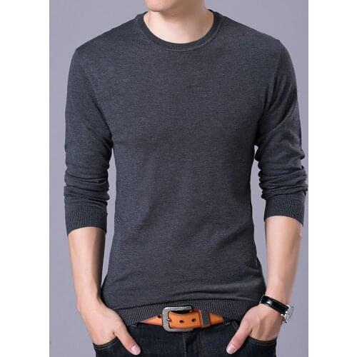 Fashion Mens Sweater 2019 spring Autumn mens Casual slim Solid color O-neck pullover Long sleeve Jumper Male Knitted Shirt